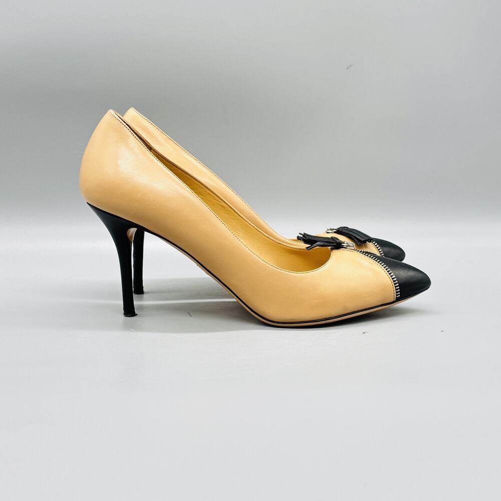 Charlotte Olympia Shoes Women Leather Tassel Cap Toe Pump - Size 38.5
